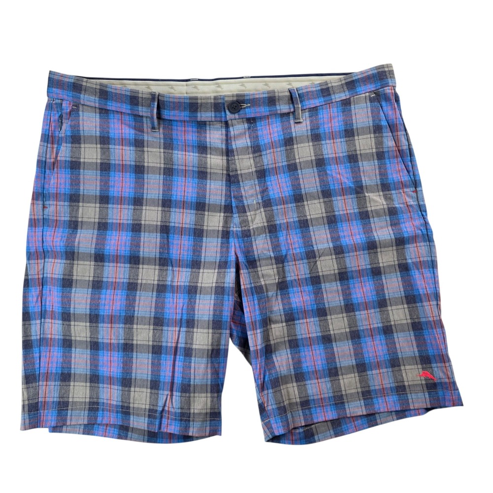 Tommy Bahama‎ Men's Plaid Shorts Blue Gray Plaid Preppy Performance sz 42
